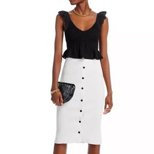 NWT AQUA Smocked Peplum Cropped V-Neck Tank